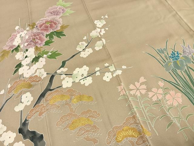 平和屋着物●訪問着　枝梅松花文　金彩　正絹　逸品　AABI1344fy