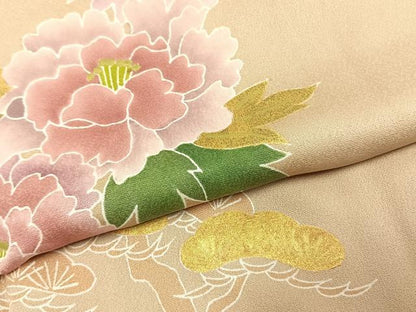 平和屋着物●訪問着　枝梅松花文　金彩　正絹　逸品　AABI1344fy