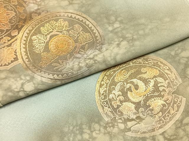 平和屋着物●訪問着　花鳥丸文　暈し染め　金彩　正絹　逸品　AABI1345fy
