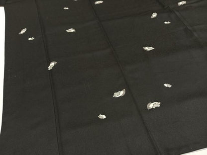 平和屋着物●上質な小紋　地紙文　黒地　正絹　逸品　AABI1347fy