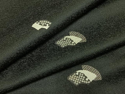 平和屋着物●上質な小紋　地紙文　黒地　正絹　逸品　AABI1347fy