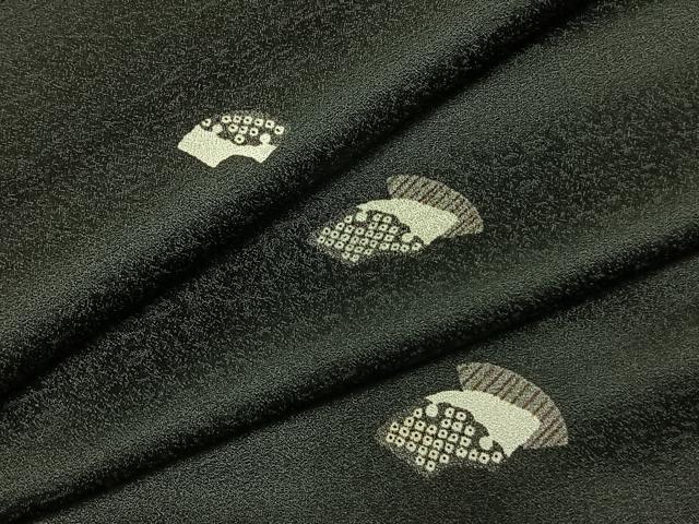 平和屋着物●上質な小紋　地紙文　黒地　正絹　逸品　AABI1347fy