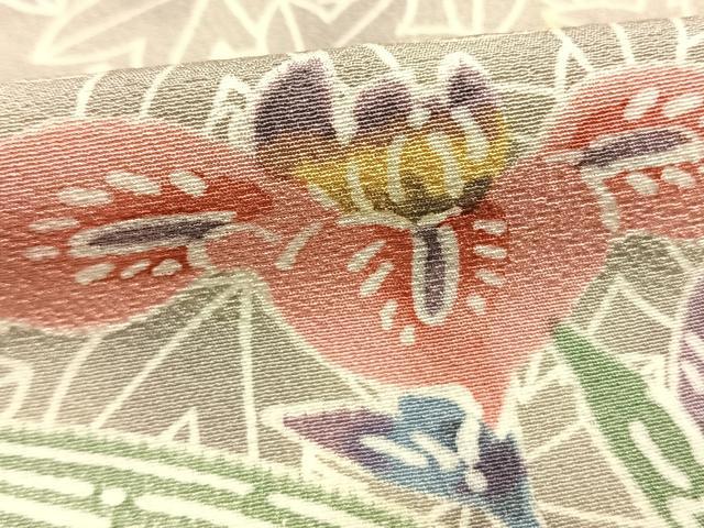 平和屋着物●上質な小紋　型染め　花鳥文　暈し染め　正絹　逸品　AABI1348fy