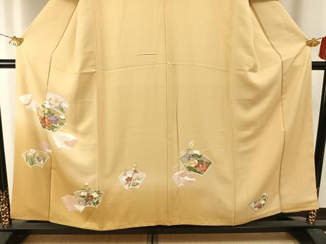 平和屋着物●訪問着　友禅　地紙花文　暈し染め　金彩　正絹　逸品　AABI1349fy