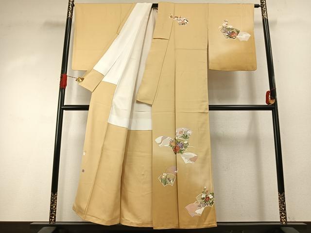 平和屋着物●訪問着　友禅　地紙花文　暈し染め　金彩　正絹　逸品　AABI1349fy