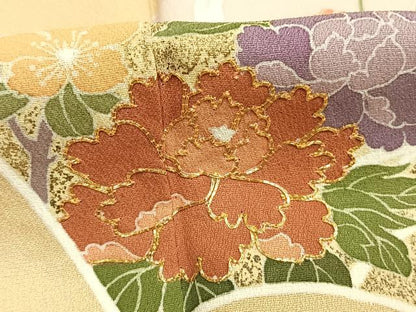 平和屋着物●訪問着　友禅　地紙花文　暈し染め　金彩　正絹　逸品　AABI1349fy
