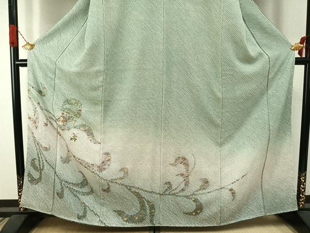 平和屋着物●訪問着　総絞り　刺繍　草花文　金糸　金彩　正絹　逸品　AABI1350fy
