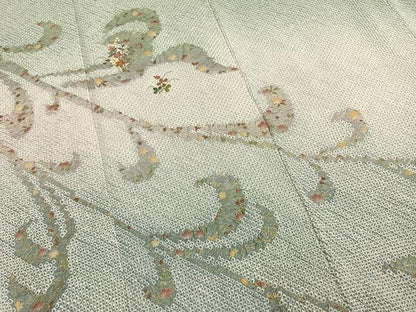 平和屋着物●訪問着　総絞り　刺繍　草花文　金糸　金彩　正絹　逸品　AABI1350fy
