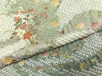 平和屋着物●訪問着　総絞り　刺繍　草花文　金糸　金彩　正絹　逸品　AABI1350fy