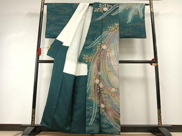 平和屋着物●訪問着　作家物　泰常　辻が花　暈し染め　銀通し地　正絹　逸品　AABI1352fy