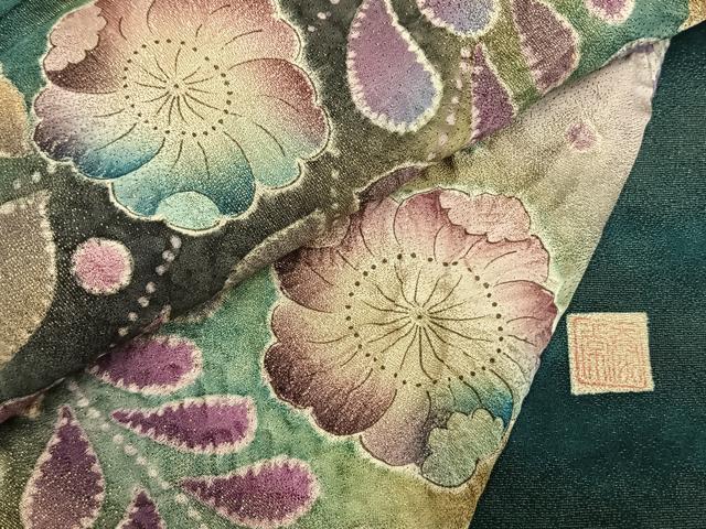 平和屋着物●訪問着　作家物　泰常　辻が花　暈し染め　銀通し地　正絹　逸品　AABI1352fy