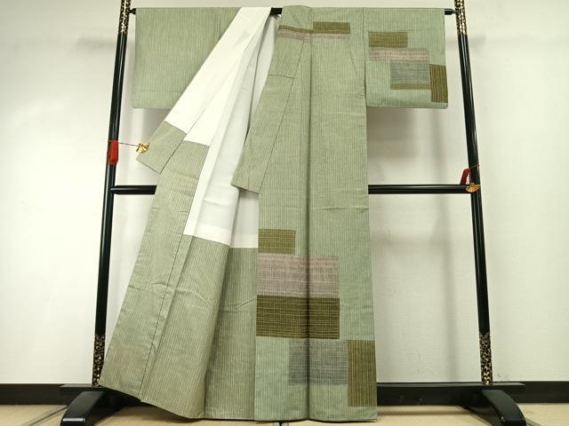 平和屋着物●本場大島紬　染大島　訪問着　色紙文　正絹　逸品　AABI1353fy