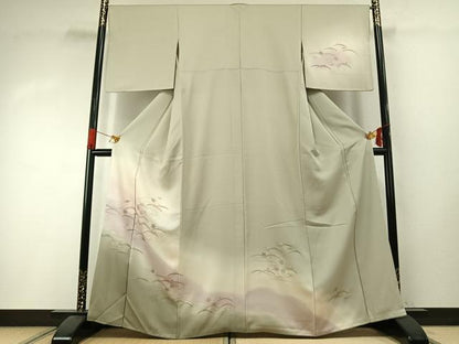 平和屋着物●訪問着　雪芝文　暈し染め　金銀彩　正絹　逸品　AABI1354fy