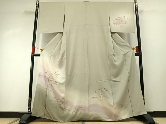 平和屋着物●訪問着　雪芝文　暈し染め　金銀彩　正絹　逸品　AABI1354fy