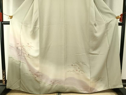 平和屋着物●訪問着　雪芝文　暈し染め　金銀彩　正絹　逸品　AABI1354fy