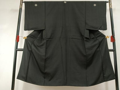 平和屋着物●男性　黒紋付　正絹　逸品　AABI1357fy