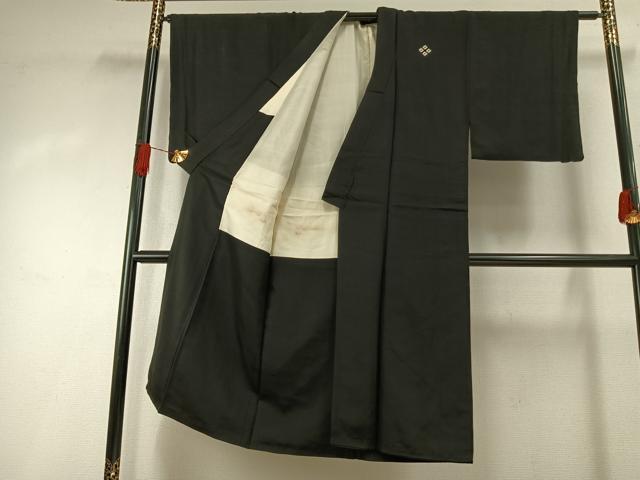 平和屋着物●男性　黒紋付　正絹　逸品　AABI1357fy