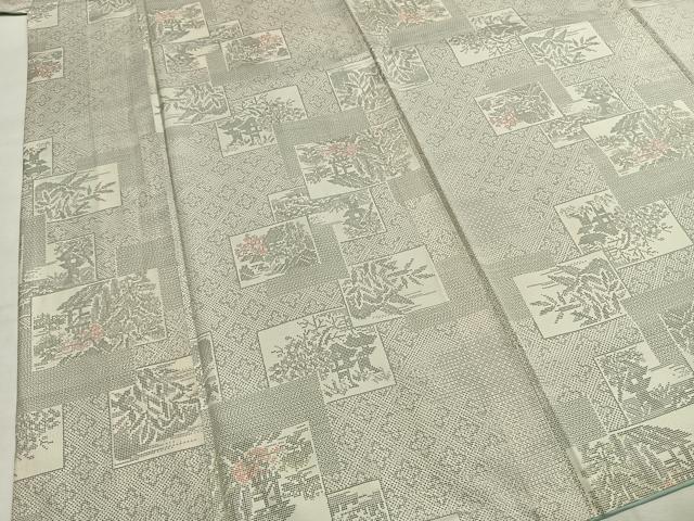 平和屋着物●本場大島紬　白大島　120亀甲　色紙重ね花文　正絹　逸品　AABI1365fy