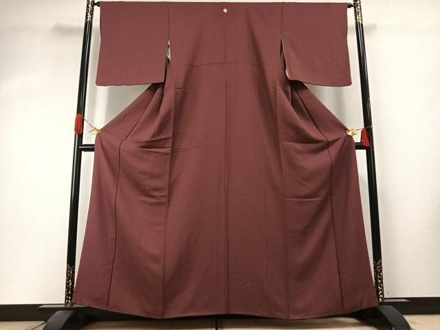 平和屋着物●上質な色無地　小豆色　正絹　逸品　AABI1366fy