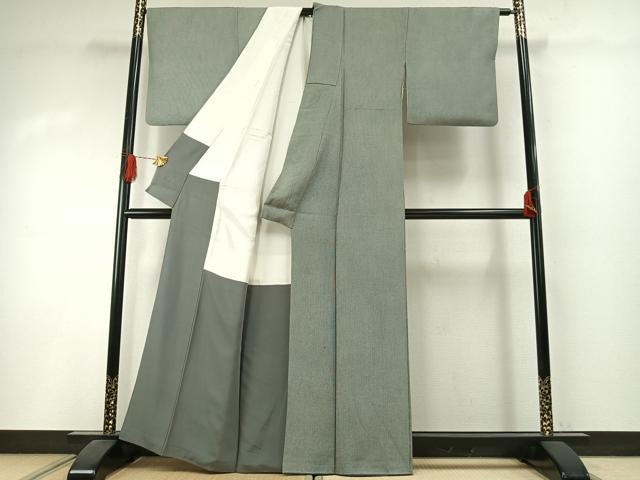 平和屋着物●重要無形文化財 人間国宝 児玉博 日本工芸会正会員 藍田正雄の父・藍田春吉 江戸小紋 万筋 灰色×白色 正絹 逸品 AABI1370fy