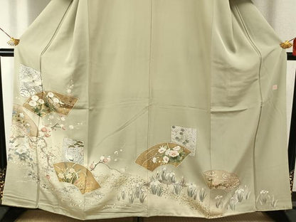 平和屋着物●豪華色留袖　友禅　作家物　地紙花鳥文　暈し染め　金彩　三越扱い　正絹　逸品　AABI1372fy