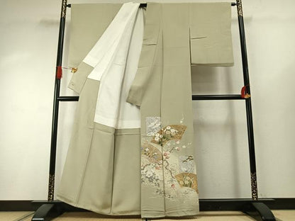 平和屋着物●豪華色留袖　友禅　作家物　地紙花鳥文　暈し染め　金彩　三越扱い　正絹　逸品　AABI1372fy