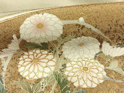 平和屋着物●豪華色留袖　友禅　作家物　地紙花鳥文　暈し染め　金彩　三越扱い　正絹　逸品　AABI1372fy
