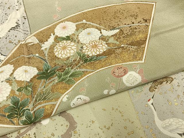 平和屋着物●豪華色留袖　友禅　作家物　地紙花鳥文　暈し染め　金彩　三越扱い　正絹　逸品　AABI1372fy