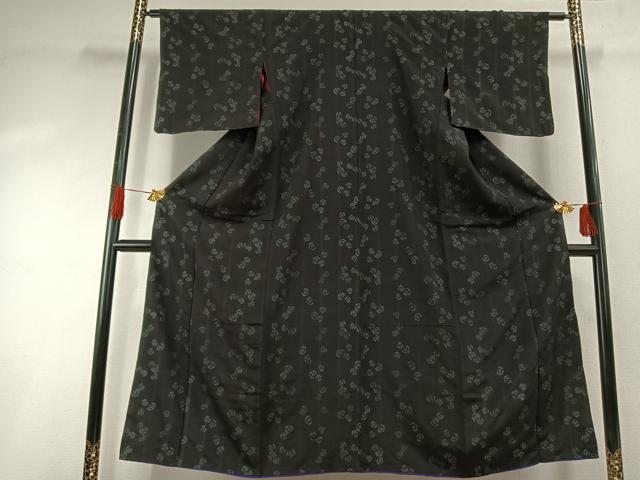 平和屋着物●アンティーク　大正ロマン　小紋　ふくら雀　黒地　正絹　逸品　AABI1373fy