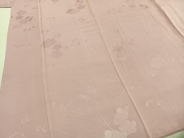 平和屋着物●上質な色無地　流水花地紋　薄柿色　正絹　逸品　未使用　AABI1375fy