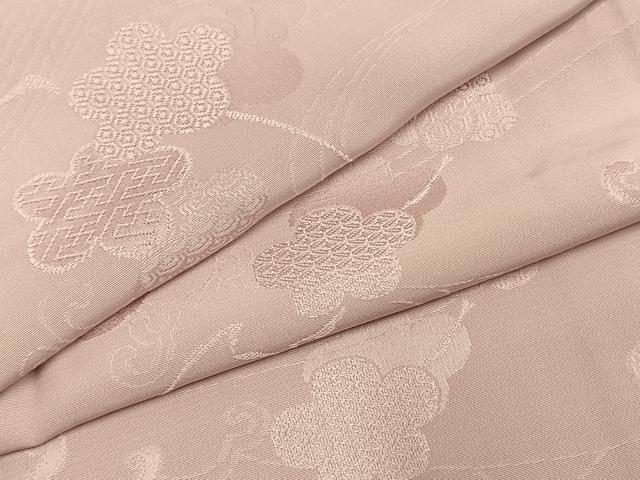 平和屋着物●上質な色無地　流水花地紋　薄柿色　正絹　逸品　未使用　AABI1375fy
