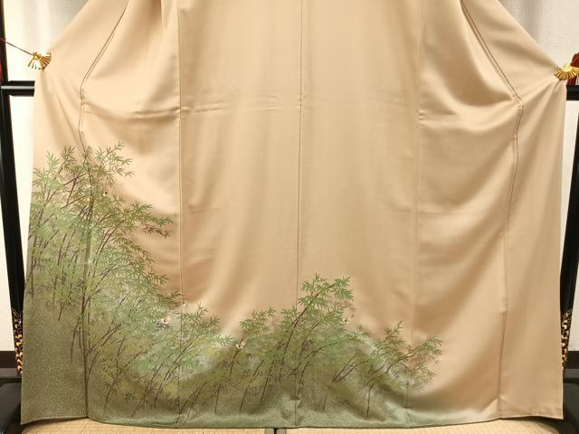 平和屋着物●訪問着　刺繍　笹竹飛鳥文　金糸　金彩　正絹　逸品　AABI1379fy