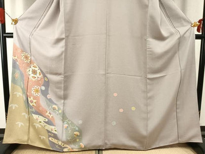 平和屋着物●訪問着　友禅　道長花文　金彩　正絹　逸品　AABI1380fy