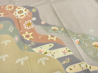 平和屋着物●訪問着　友禅　道長花文　金彩　正絹　逸品　AABI1380fy