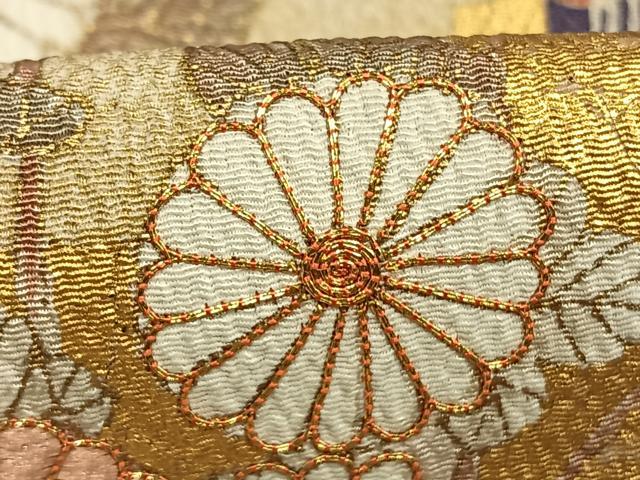 平和屋着物●訪問着　友禅　駒刺繍　草花文　金彩　鬼しぼ縮緬　ますいわ屋扱い　正絹　逸品　AABI1381fy