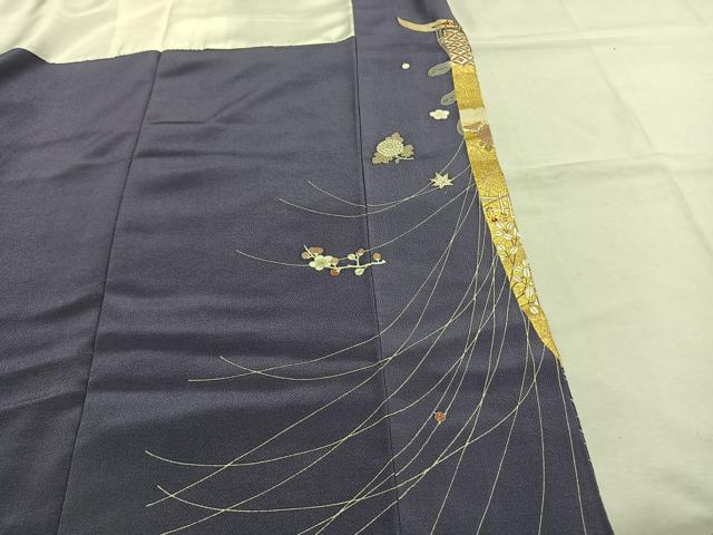 平和屋着物●訪問着　友禅　駒刺繍　草花文　金彩　鬼しぼ縮緬　ますいわ屋扱い　正絹　逸品　AABI1381fy