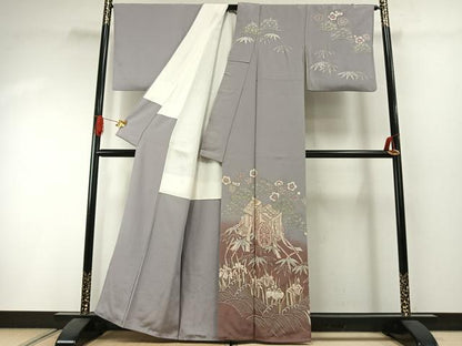 平和屋着物●訪問着　中国三大刺繍　相良刺繍　総刺繍　作家物　松竹梅　御所車花文　暈し染め　正絹　逸品　AABI1387fy