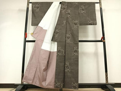 平和屋着物●本場大島紬　カタス9マルキ　草花文　正絹　逸品　未使用　AABI1388fy
