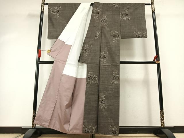 平和屋着物●本場大島紬　カタス9マルキ　草花文　正絹　逸品　未使用　AABI1388fy