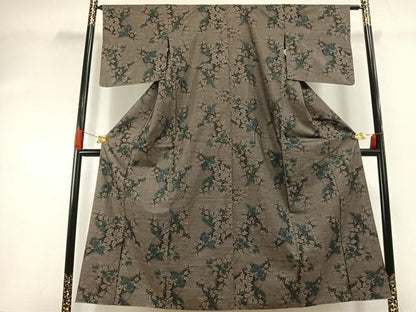 平和屋着物●本場大島紬　カタス7マルキ　草花文　正絹　逸品　AABI1389fy