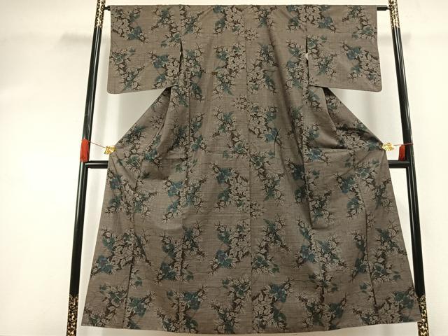 平和屋着物●本場大島紬　カタス7マルキ　草花文　正絹　逸品　AABI1389fy