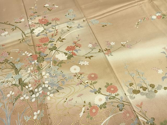 平和屋着物●訪問着　枝花文　暈し染め　金彩　正絹　逸品　AABI1394fy