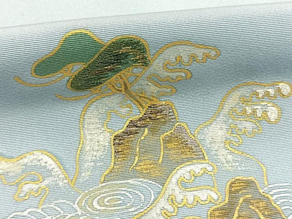 平和屋着物●訪問着　風景立波文　暈し染め　金糸　金彩　正絹　逸品　AABI1395fy