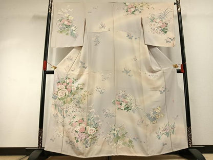 平和屋着物●訪問着　友禅　作家物　草花文　暈し染め　正絹　逸品　未使用　AABI1396fy