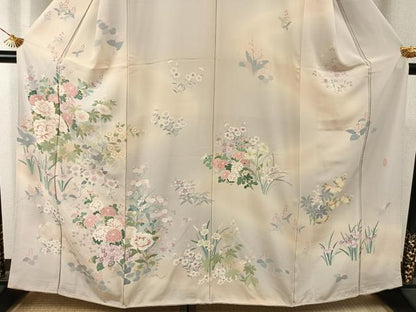 平和屋着物●訪問着　友禅　作家物　草花文　暈し染め　正絹　逸品　未使用　AABI1396fy