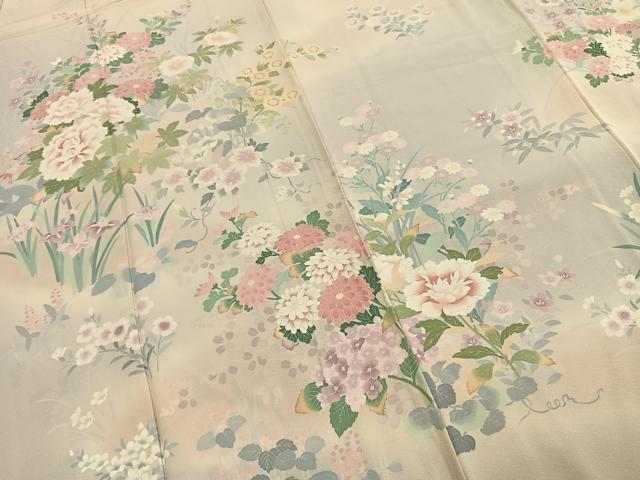 平和屋着物●訪問着　友禅　作家物　草花文　暈し染め　正絹　逸品　未使用　AABI1396fy