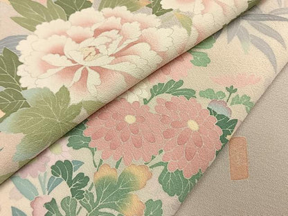 平和屋着物●訪問着　友禅　作家物　草花文　暈し染め　正絹　逸品　未使用　AABI1396fy