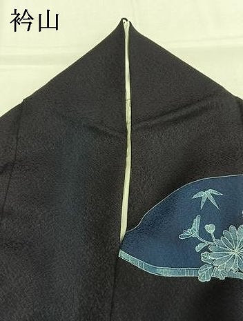 平和屋着物●訪問着　本藍　風景花文　正絹　逸品　AABI1398fy