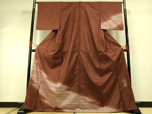 平和屋着物●本場大島紬　染大島　訪問着　作家物　霞文　暈し染め　正絹　逸品　AABI1399fy