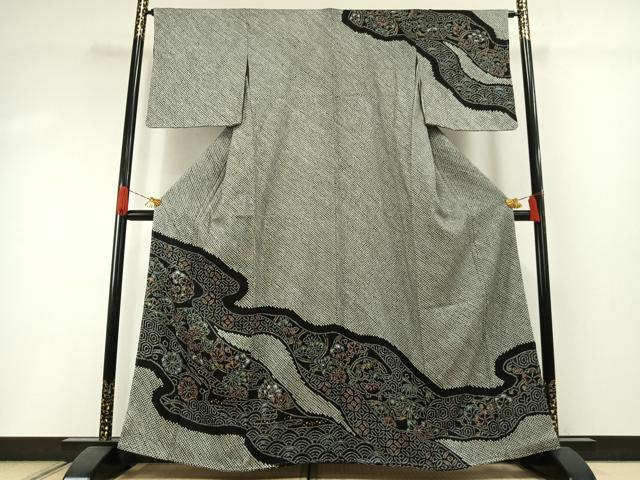 平和屋着物●訪問着　総刺繍　流水花文　金彩　正絹　逸品　未使用　AABI1400fy